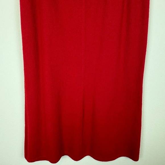 Chanel Vintage 90s Red 100% Cashmere Knit High Waisted Pencil Skirt - Picture 3 of 9